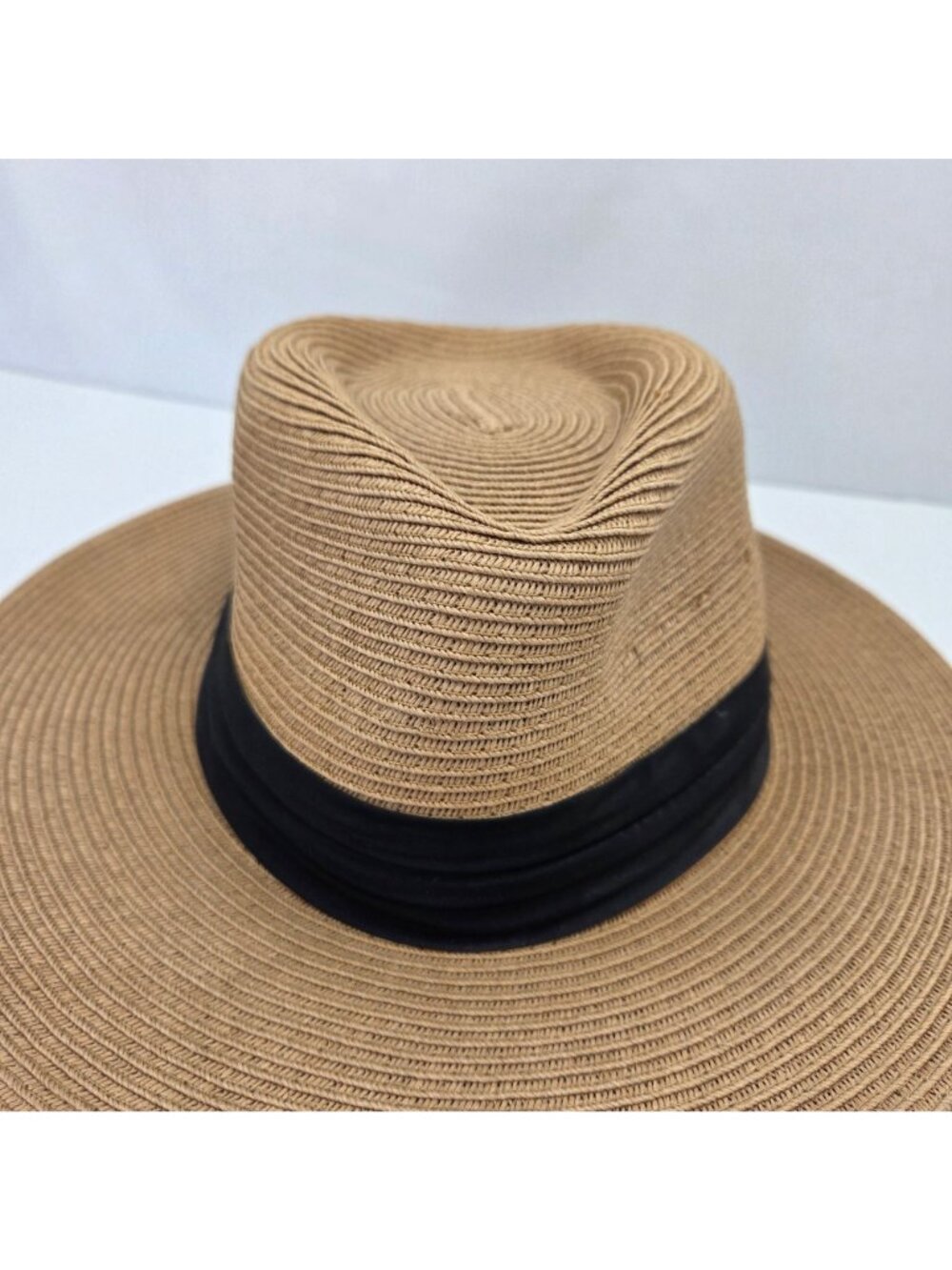 Furtalk Straw Panama Hat With Black Band & Adjustable Chin Strap & Head Band M/L - Picture 9 of 14